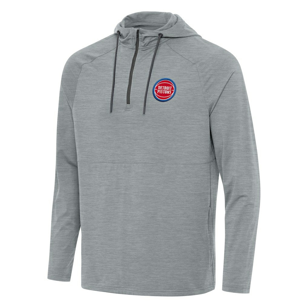 NBA - Detroit Pistons Antigua Spikes Raglan Quarter-Zip Hoodie - Heather Gray
