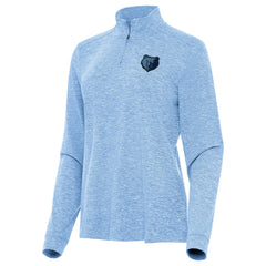 NBA - Memphis Grizzlies Antigua Women's Mentor Quarter-Zip Mock Long Sleeve Top - Heather Powder Blue