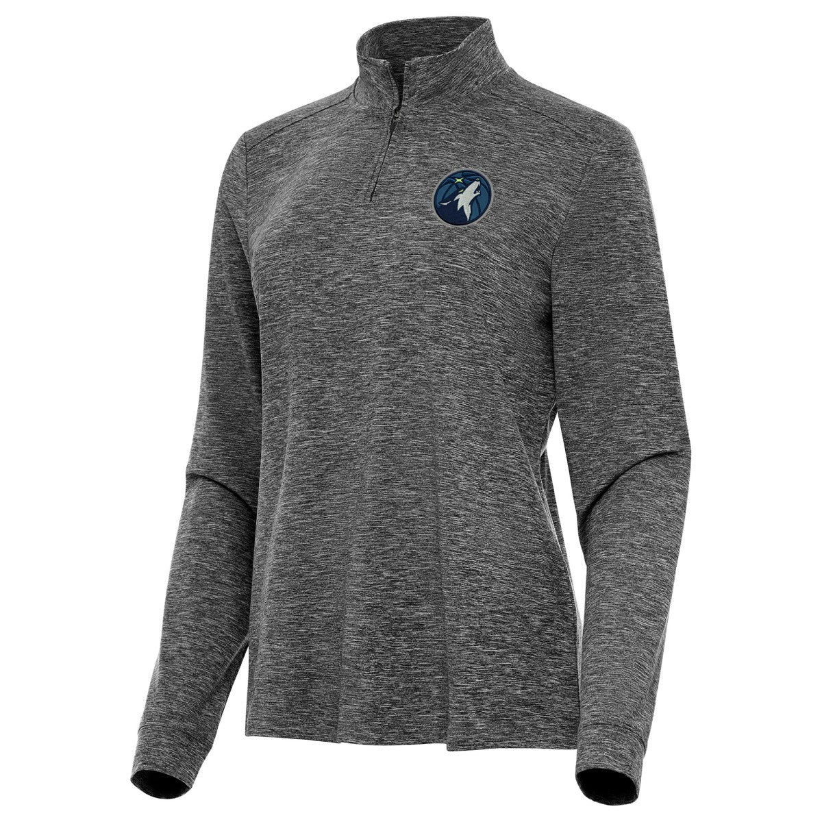 NBA - Minnesota Timberwolves Antigua Women's Mentor Quarter-Zip Mock Long Sleeve Top - Heather Black