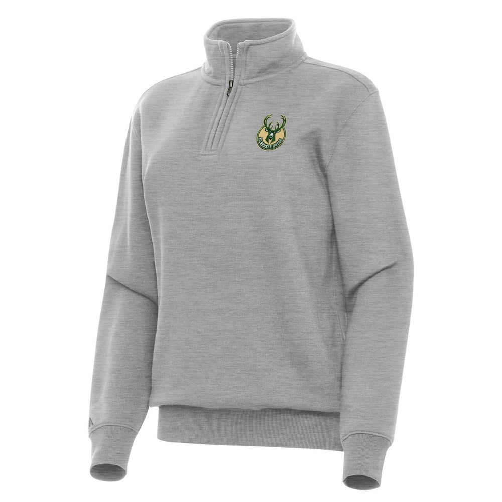 NBA - Milwaukee Bucks Antigua Women's Victory Quarter-Zip Sweatshirt - Heather Gray