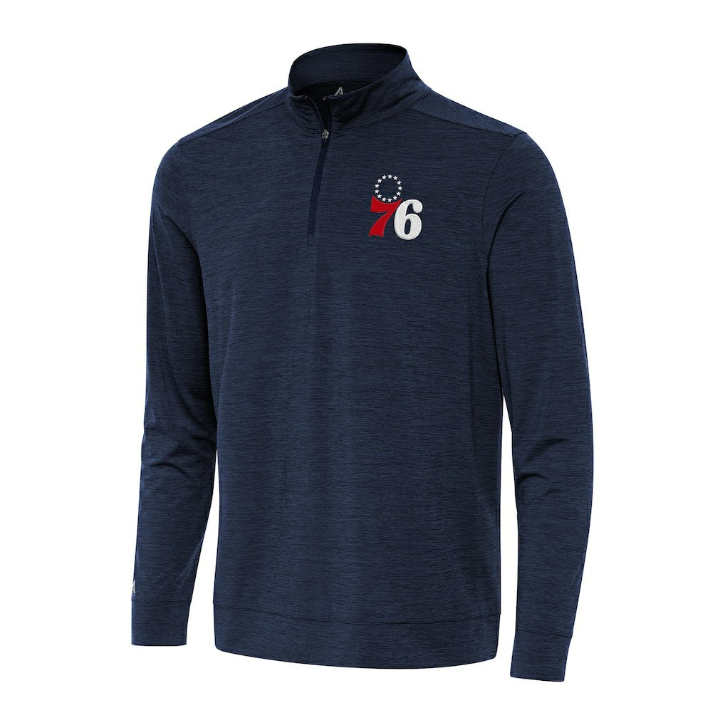 NBA - Philadelphia 76ers Antigua Bright Quarter-Zip Top - Heather Navy