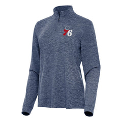NBA - Philadelphia 76ers Antigua Women's Mentor Quarter-Zip Mock Long Sleeve Top - Heather Navy