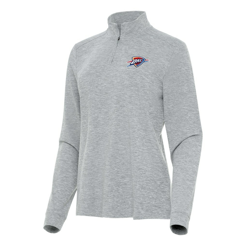 NBA - Oklahoma City Thunder Antigua Women's Mentor Quarter-Zip Mock Long Sleeve Top - Heather Gray
