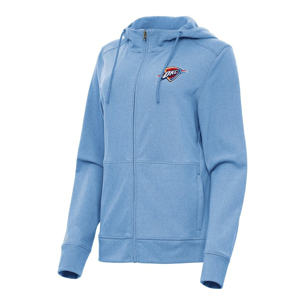NBA - Oklahoma City Thunder Antigua Women's Seeker Full-Zip Hoodie Jacket - Heather Powder Blue