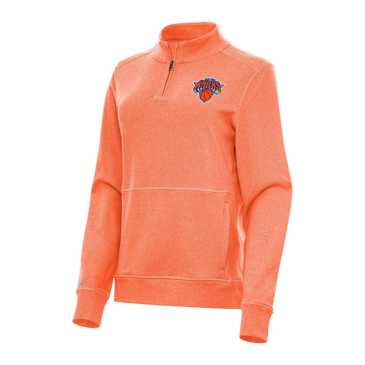 NBA - New York Knicks Antigua Women's Crush Quarter-Zip Fleece Sweatshirt - Heather Orange