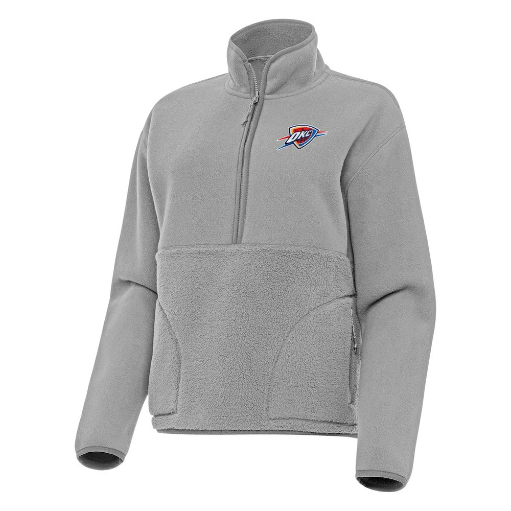 NBA - Oklahoma City Thunder Antigua Women's Figure Half-Zip Pullover Sweatshirt - Gray
