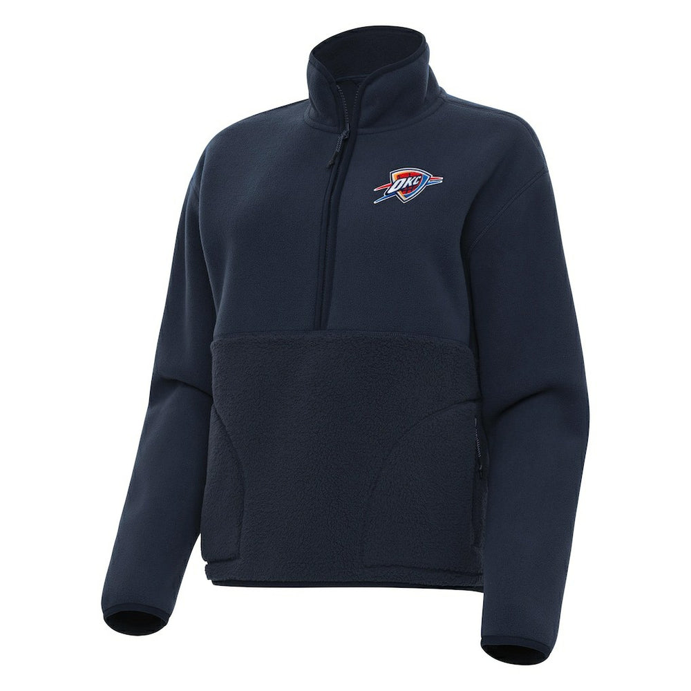NBA - Oklahoma City Thunder Antigua Women's Figure Half-Zip Pullover Sweatshirt - Navy