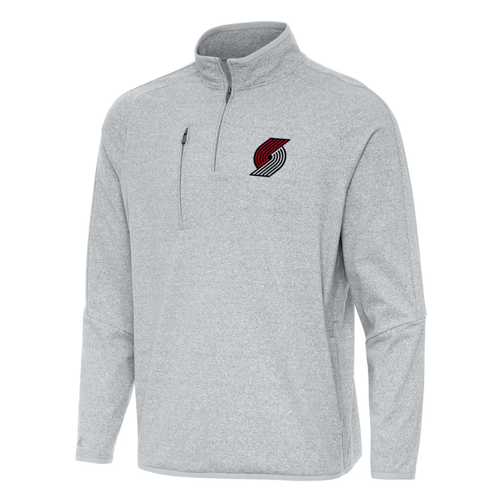 NBA - Portland Trail Blazers Antigua Certain Quarter-Zip Tri-Blend Sweatshirt - Heather Gray