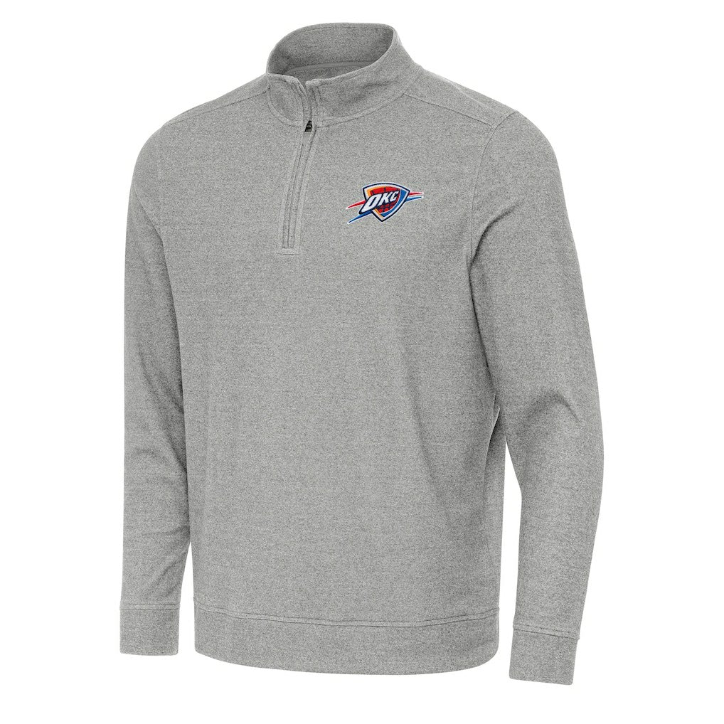 NBA - Oklahoma City Thunder Antigua Subtle Quarter-Zip Sweatshirt - Heather Gray