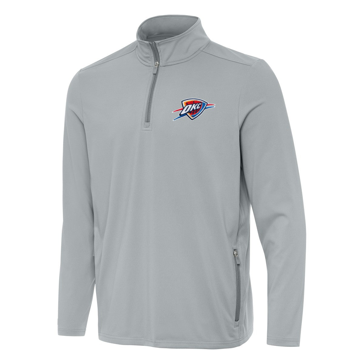 NBA - Oklahoma City Thunder Antigua Perilous Quarter-Zip Sweatshirt - Gray