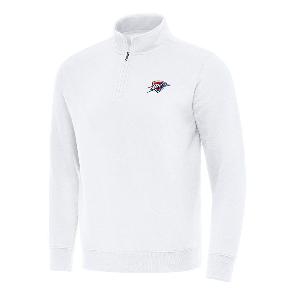 NBA - Oklahoma City Thunder Antigua Victory Quarter-Zip Mock Sweatshirt - White