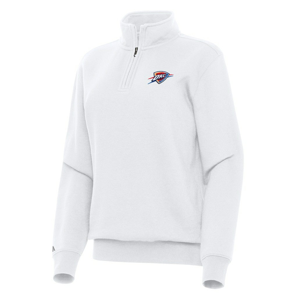 NBA - Oklahoma City Thunder Antigua Women's Victory Quarter-Zip Sweatshirt - White