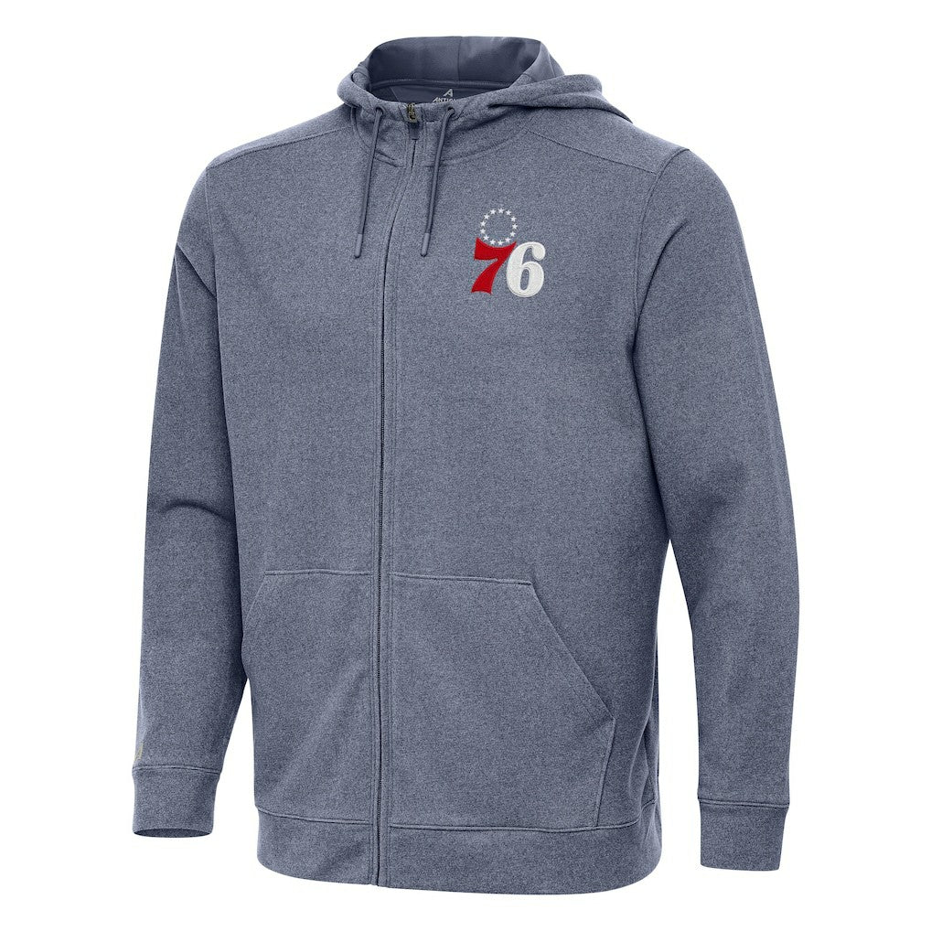 NBA - Philadelphia 76ers Antigua Effortless Full-Zip Hoodie Jacket - Heather Navy