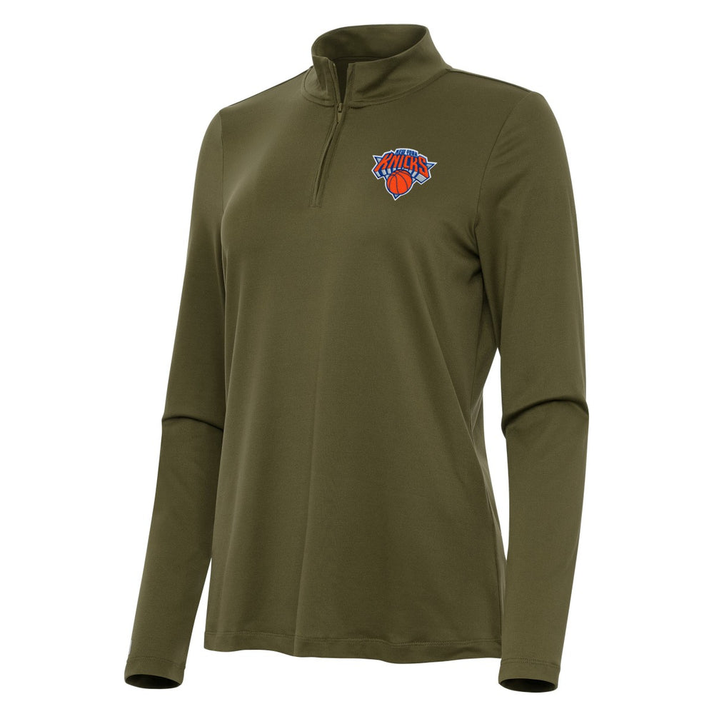 NBA - New York Knicks Antigua Women's Reprocess Quarter-Zip Top - Olive