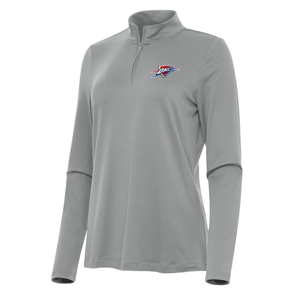 NBA - Oklahoma City Thunder Antigua Women's Reprocess Quarter-Zip Top - Gray