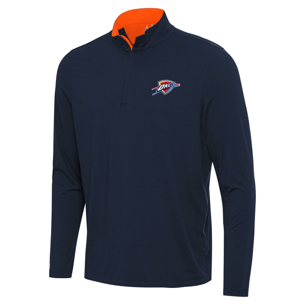 NBA - Oklahoma City Thunder Antigua Content Quarter-Zip Top - Navy/Orange