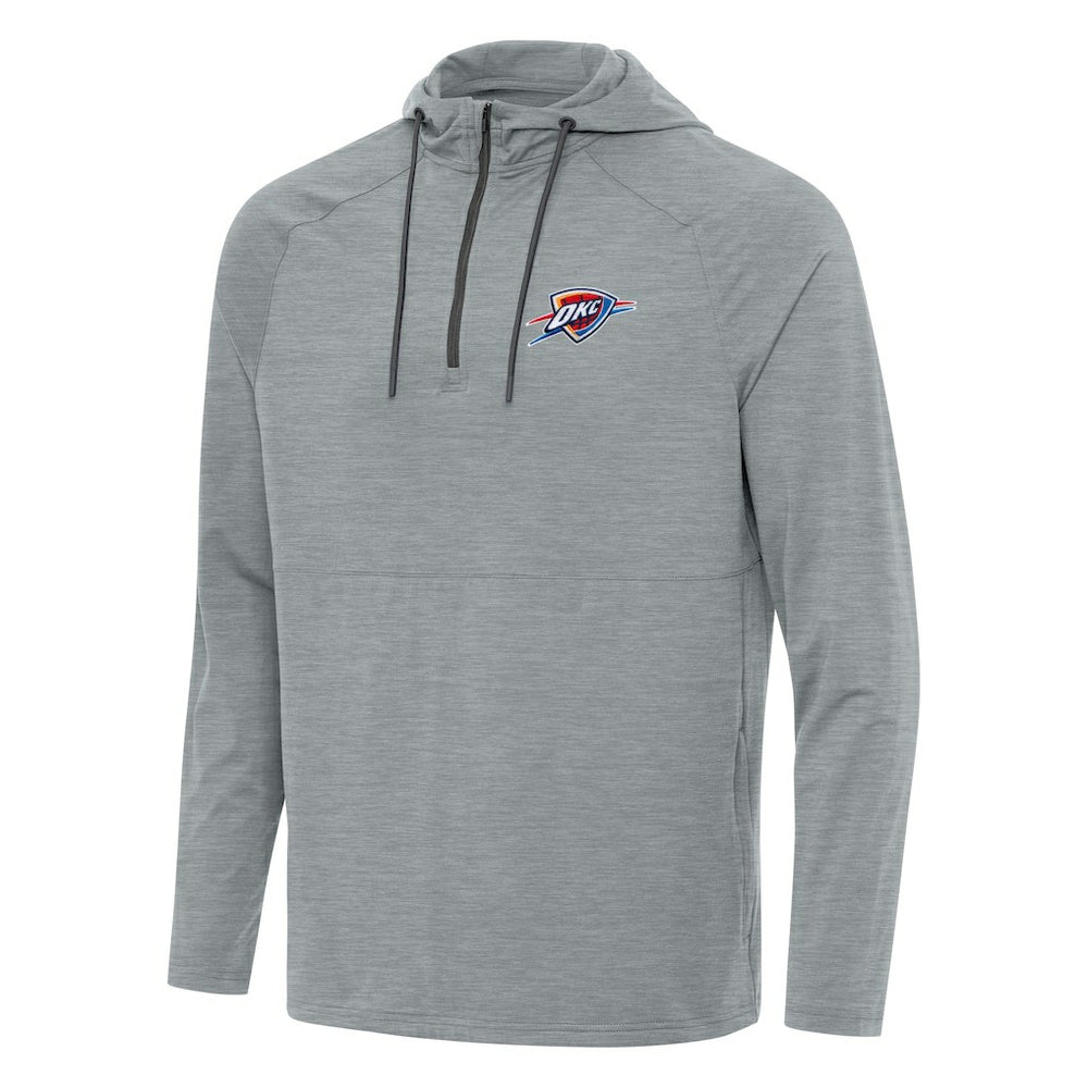 NBA - Oklahoma City Thunder Antigua Spikes Raglan Quarter-Zip Hoodie - Heather Gray