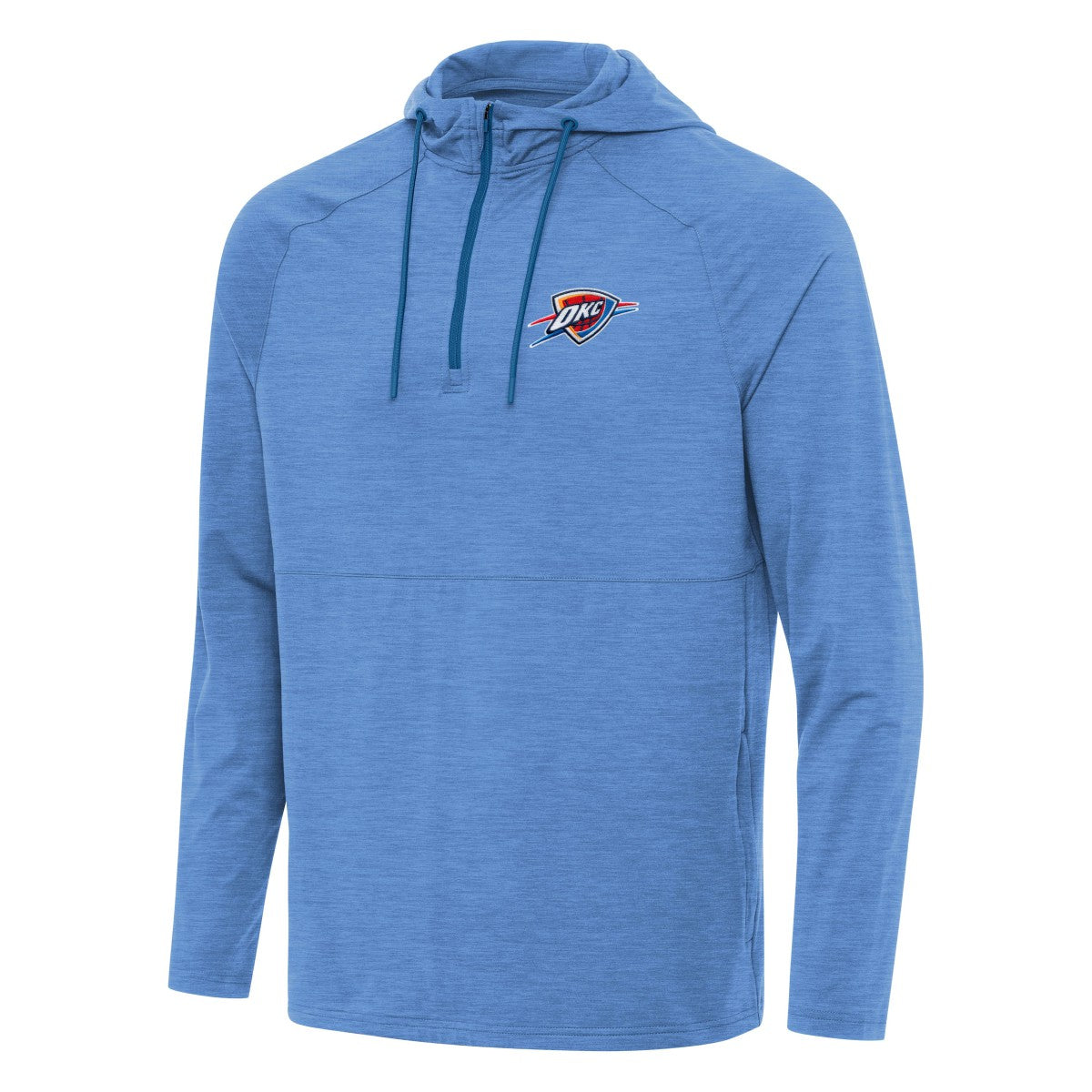 NBA - Oklahoma City Thunder Antigua Spikes Raglan Quarter-Zip Hoodie - Heather Powder Blue