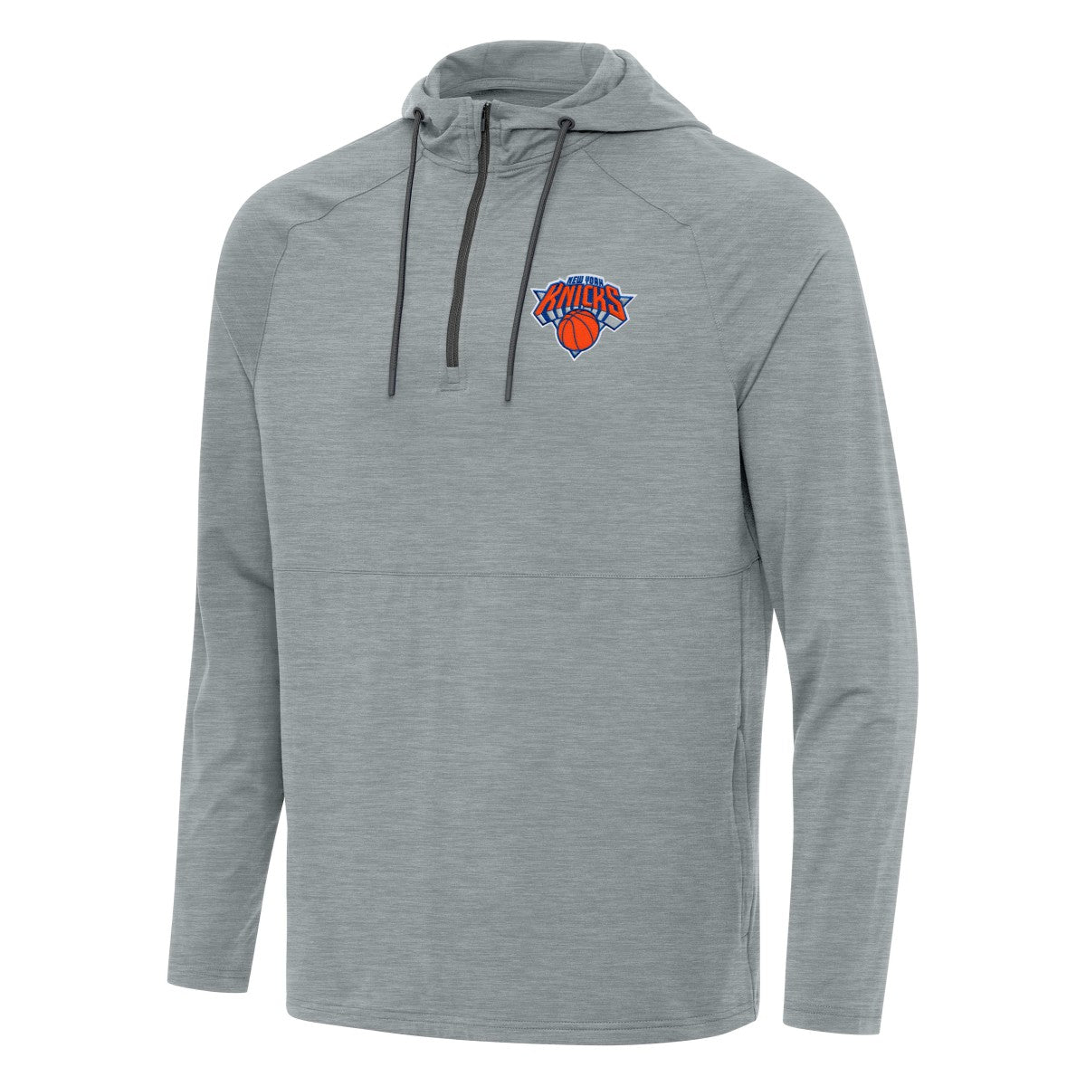 NBA - New York Knicks Antigua Spikes Raglan Quarter-Zip Hoodie - Heather Gray