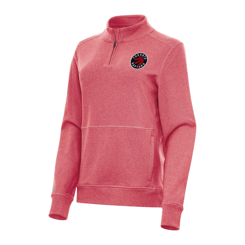NBA - Toronto Raptors Antigua Women's Crush Quarter-Zip Fleece Sweatshirt - Heather Red