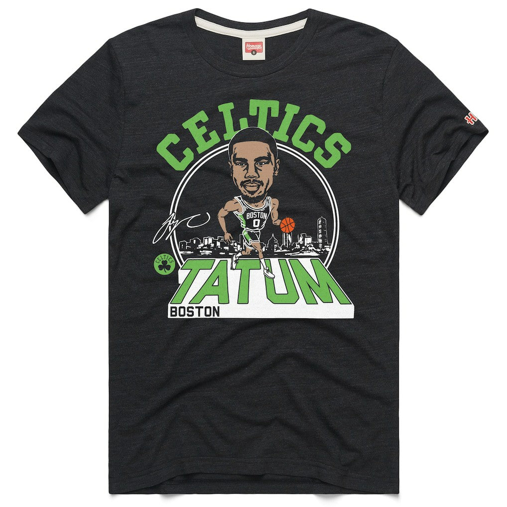 NBA - Jayson Tatum Boston Celtics Homage Unisex 2024/25 City Edition Caricature Tri-Blend T-Shirt - Charcoal