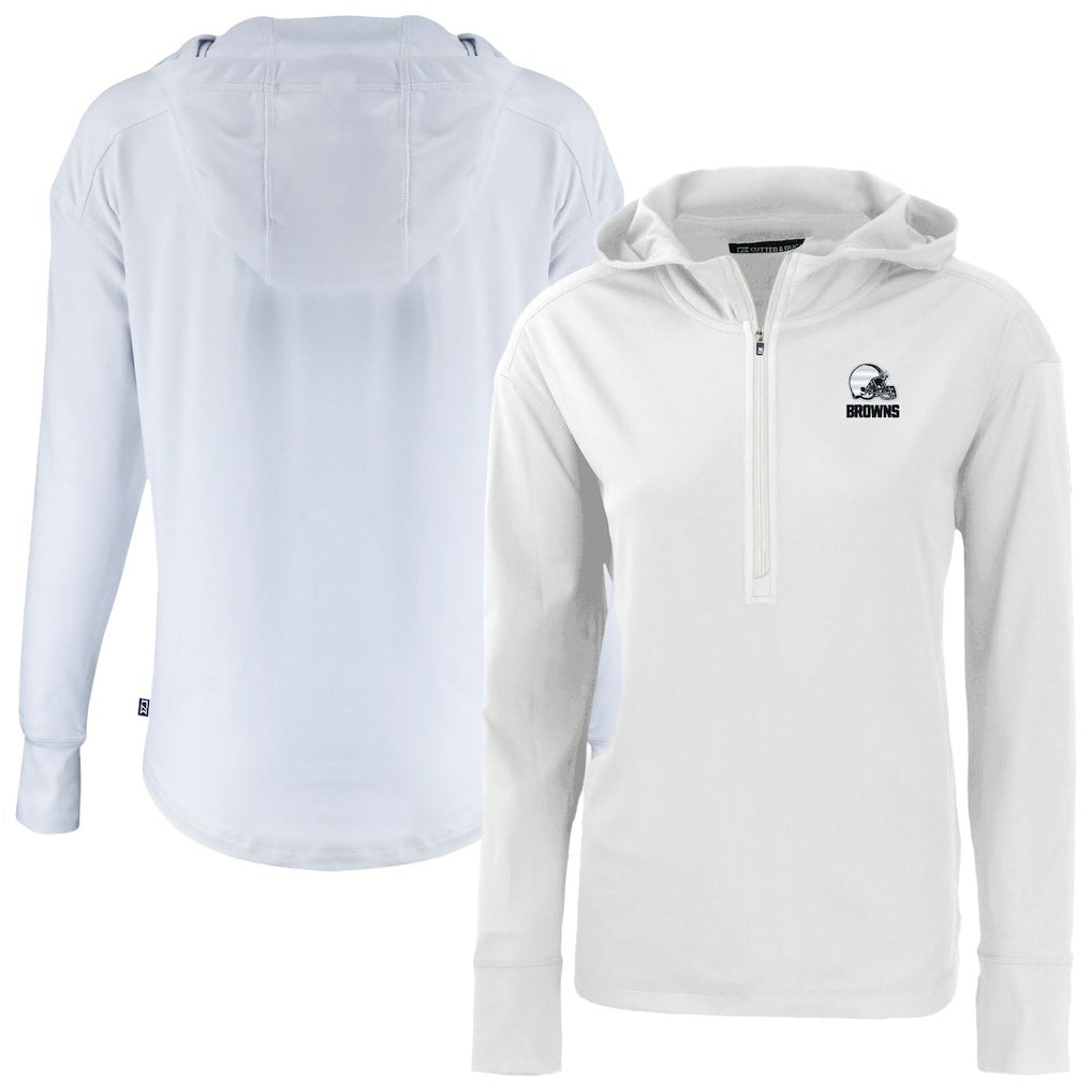 Cleveland Browns Cutter & Buck Women's Daybreak Eco Recycled Half-Zip Hoodie White - NFL