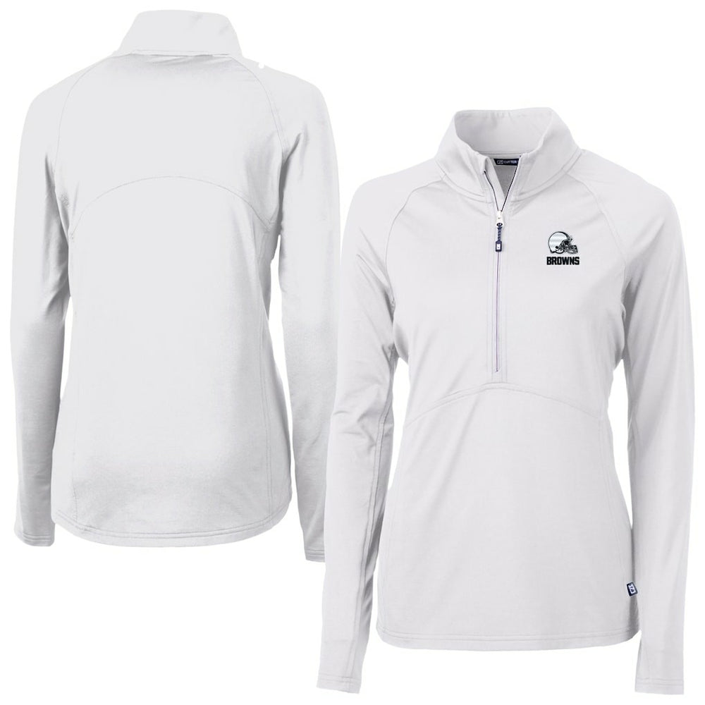 Cleveland Browns Cutter & Buck Women's Adapt Eco Knit Stretch Recycled Half-Zip Pullover Top White - NFL
