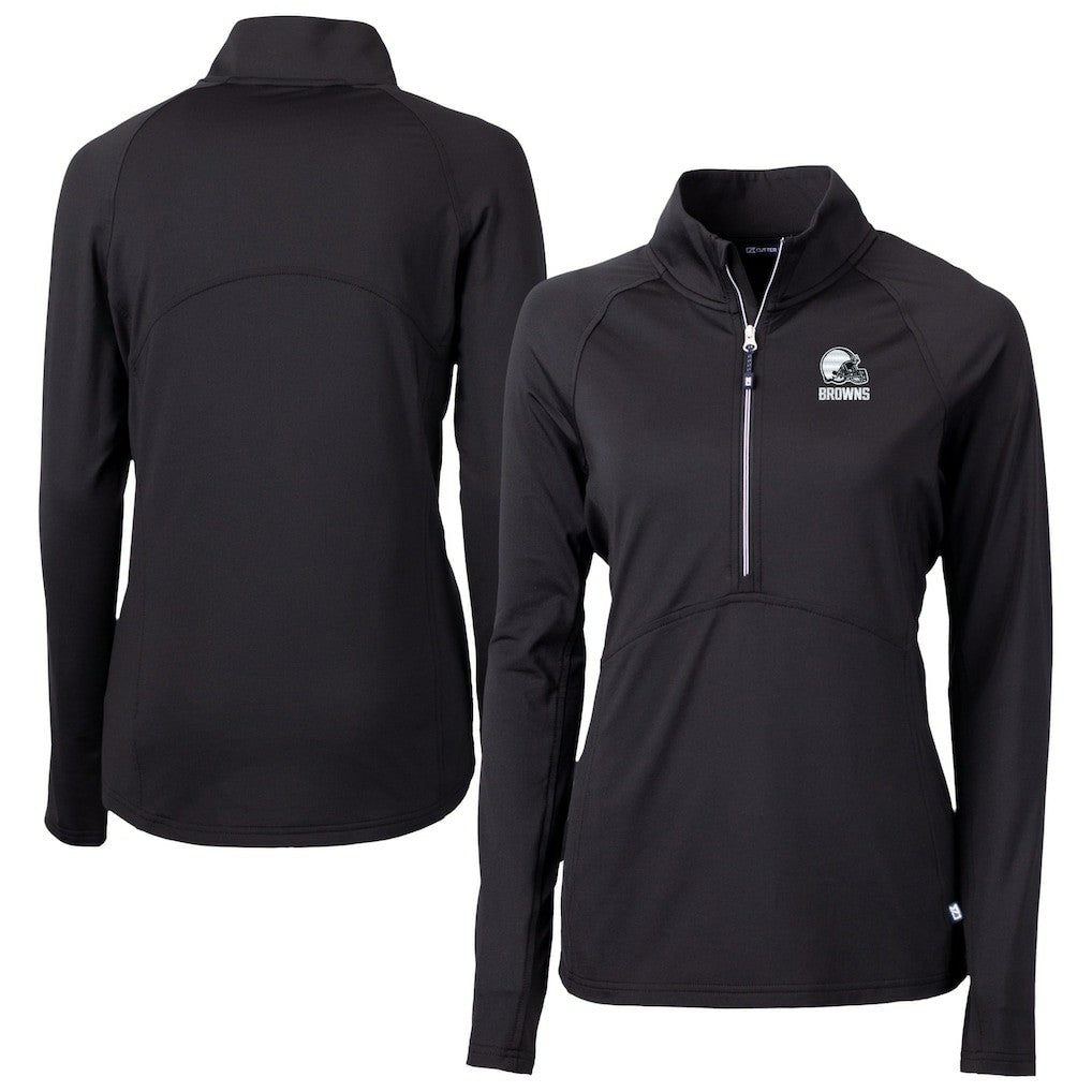 Cleveland Browns Cutter & Buck Women's Adapt Eco Knit Stretch Recycled Half-Zip Pullover Top Black - NFL