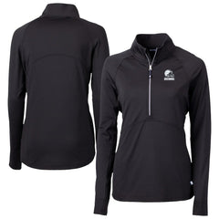 Cleveland Browns Cutter & Buck Women's Adapt Eco Knit Stretch Recycled Half-Zip Pullover Top Black - NFL