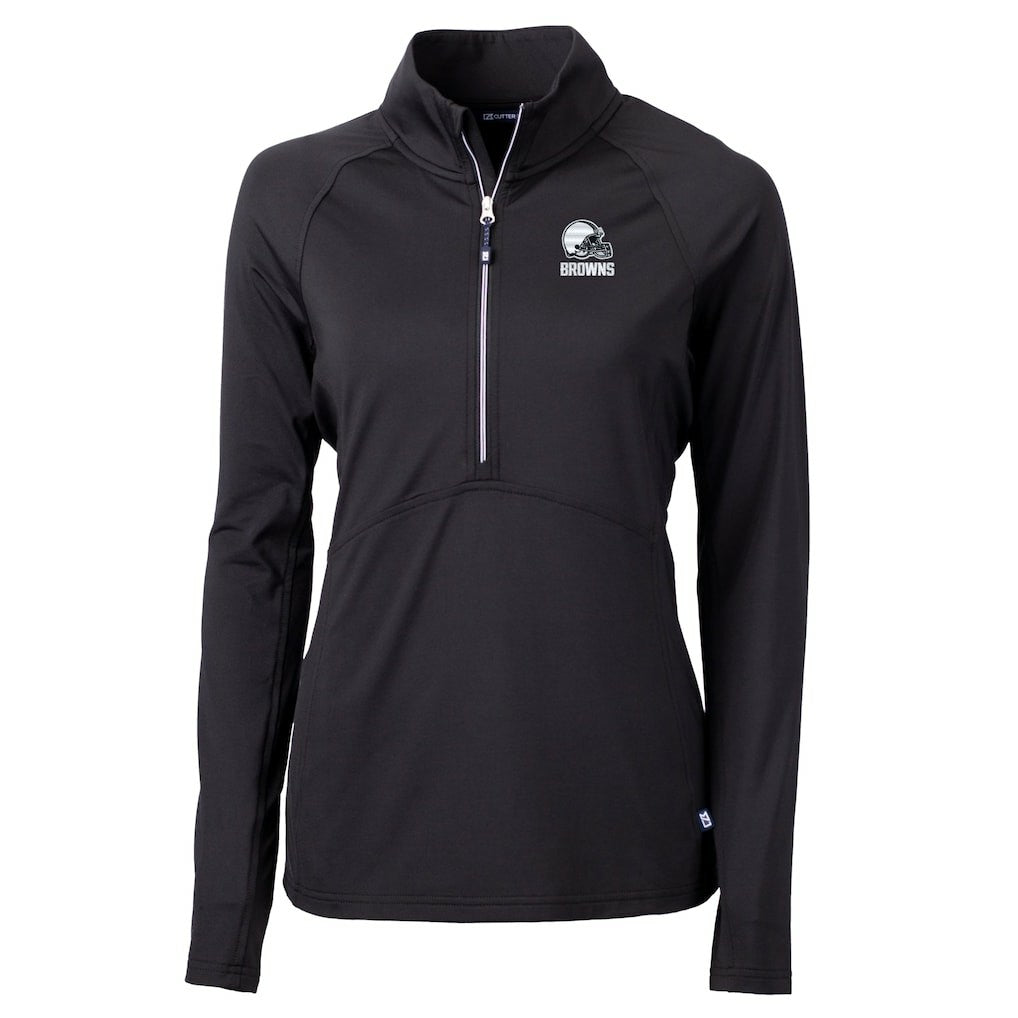 Cleveland Browns Cutter & Buck Women's Adapt Eco Knit Stretch Recycled Half-Zip Pullover Top Black - NFL