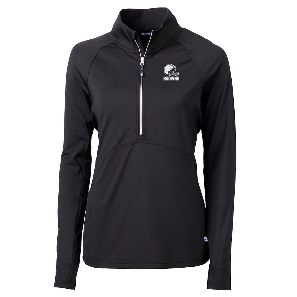 Cleveland Browns Cutter & Buck Women's Adapt Eco Knit Stretch Recycled Half-Zip Pullover Top Black - NFL