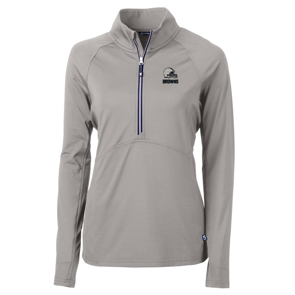 Cleveland Browns Cutter & Buck Women's Adapt Eco Knit Stretch Recycled Half-Zip Pullover Top Gray - NFL