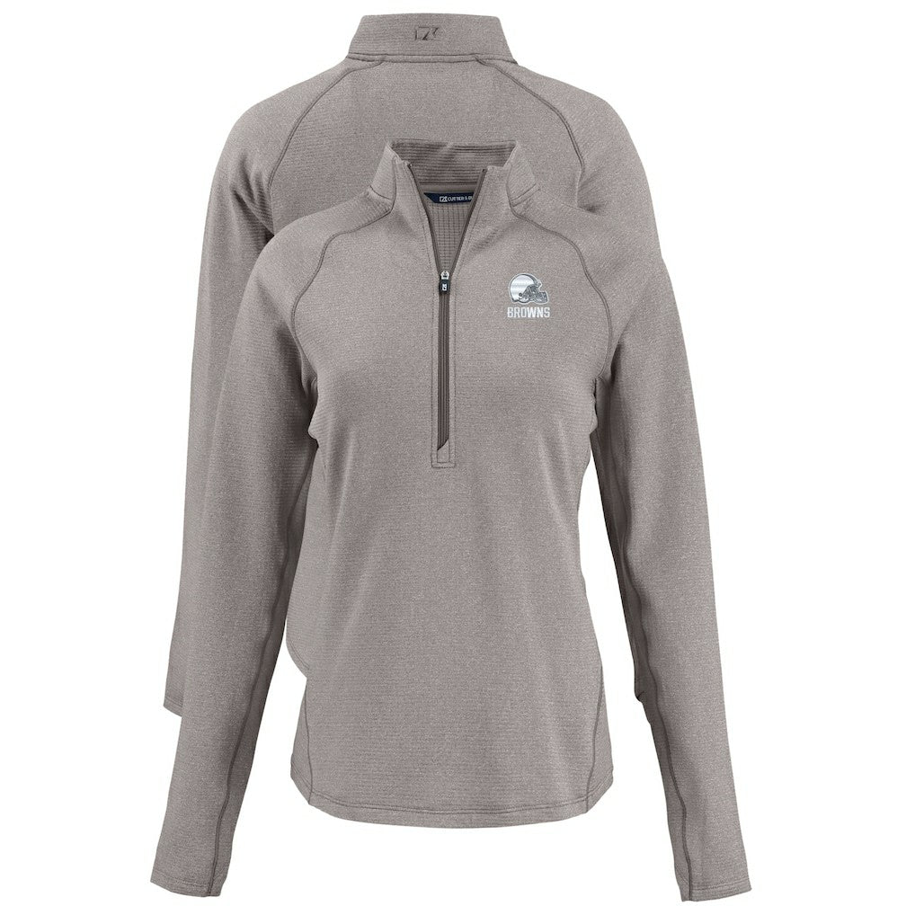 Cleveland Browns Cutter & Buck Women's Peshastin Eco Fleece Recycled Half-Zip Pullover Top Heather Gray - NFL