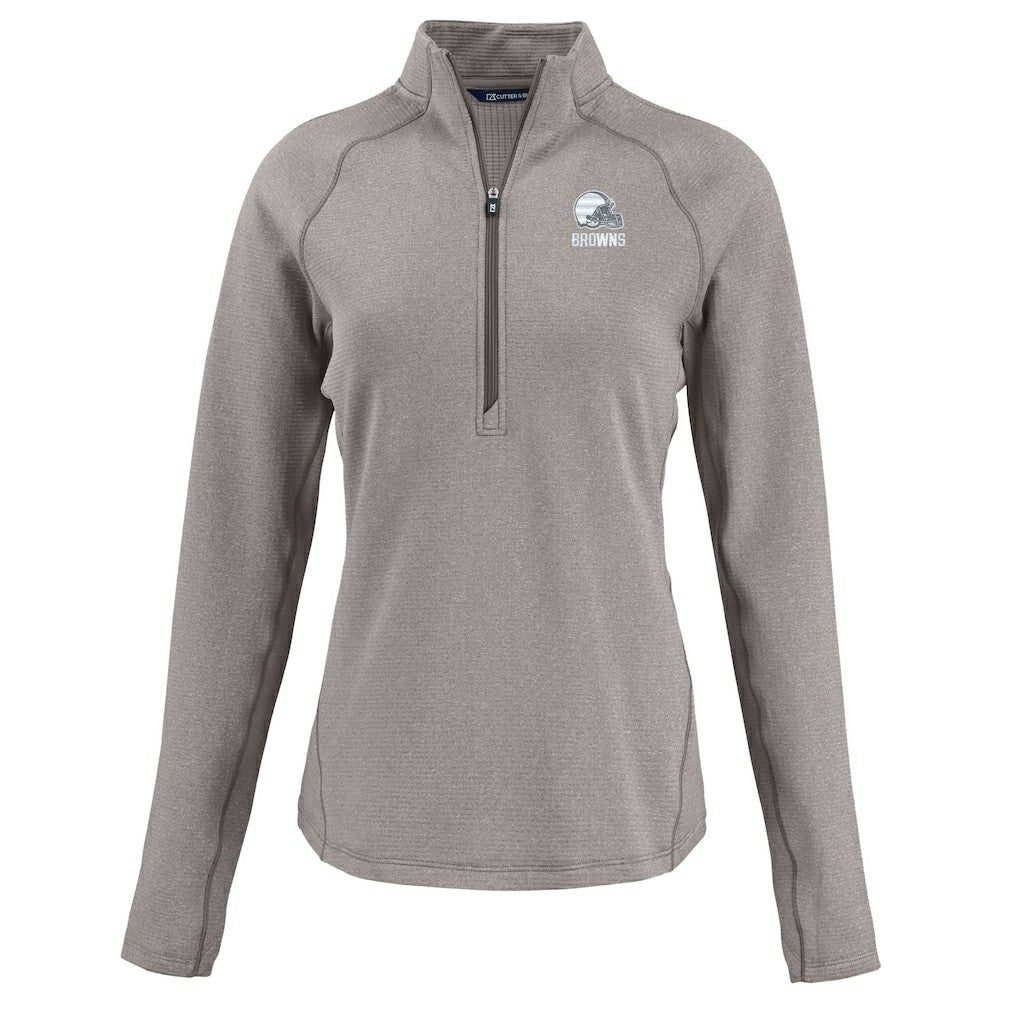 Cleveland Browns Cutter & Buck Women's Peshastin Eco Fleece Recycled Half-Zip Pullover Top Heather Gray - NFL
