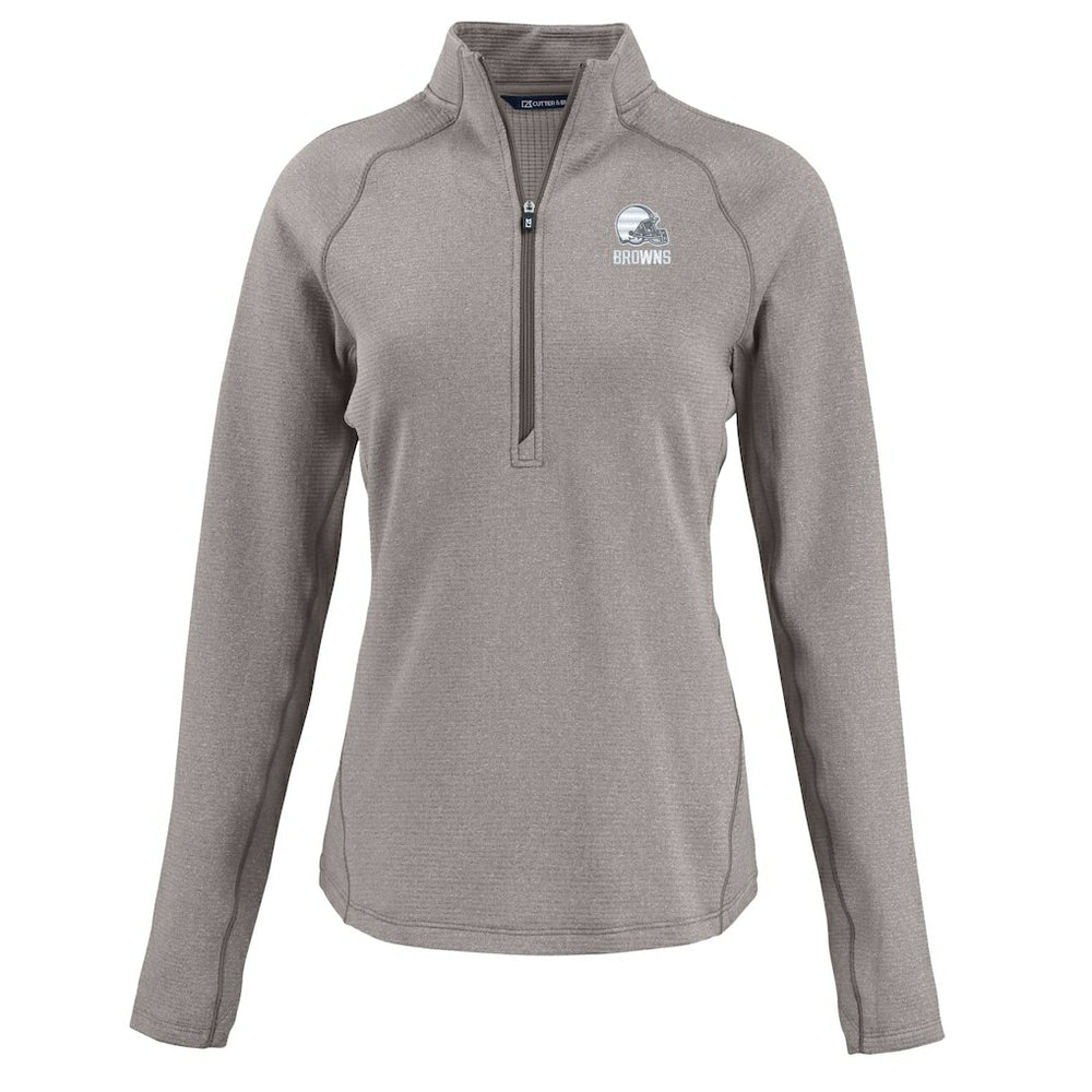 Cleveland Browns Cutter & Buck Women's Peshastin Eco Fleece Recycled Half-Zip Pullover Top Heather Gray - NFL