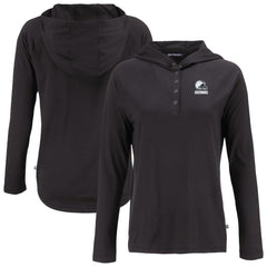 Cleveland Browns Cutter & Buck Women's Coastline Epic Comfort Eco Recycled Quarter-Snap Long Sleeve Hoodie T-Shirt Black - NFL