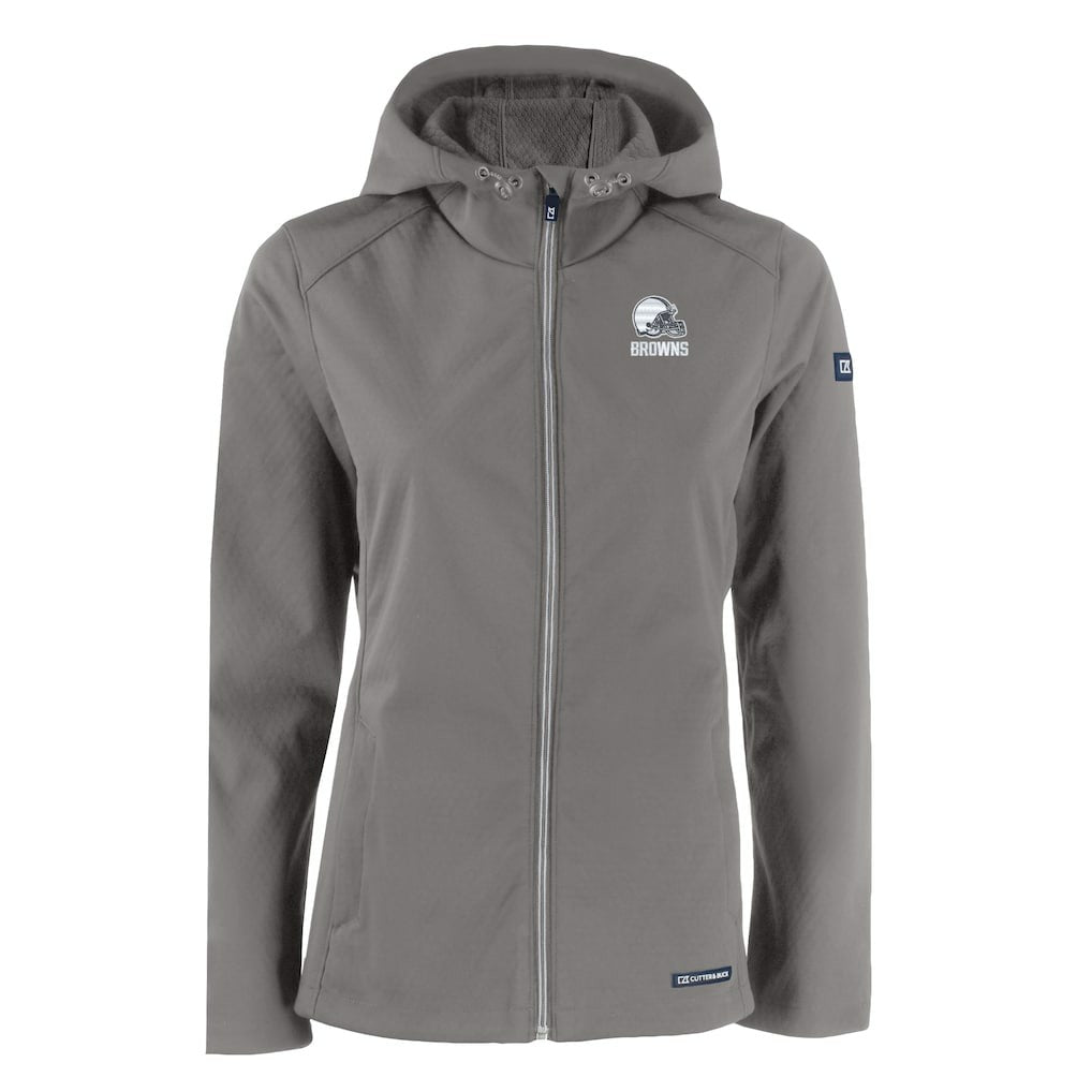 Cleveland Browns Cutter & Buck Women's Evoke Eco Softshell Recycled Full-Zip Hoodie Jacket Gray - NFL