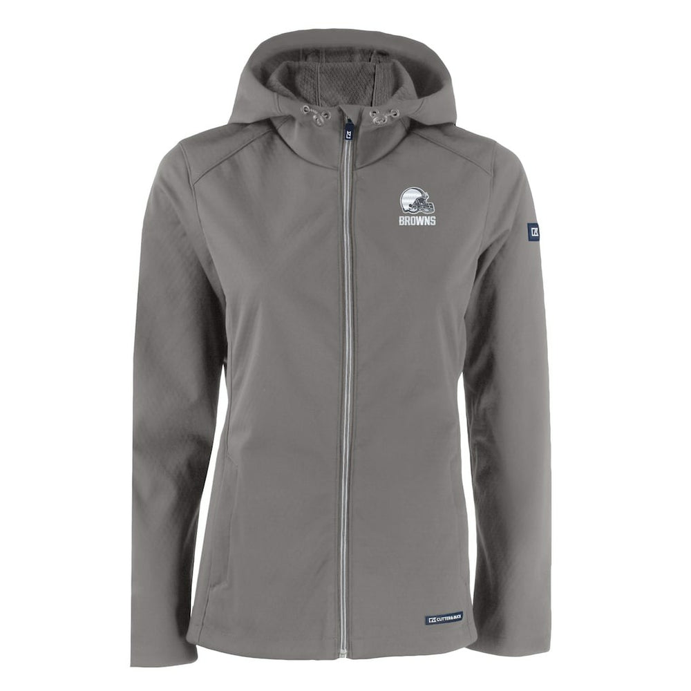Cleveland Browns Cutter & Buck Women's Evoke Eco Softshell Recycled Full-Zip Hoodie Jacket Gray - NFL