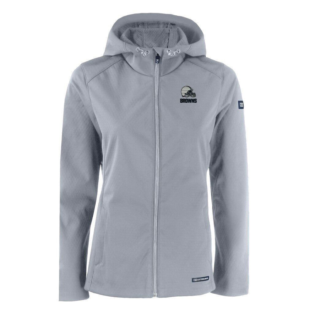 Cleveland Browns Cutter & Buck Women's Evoke Eco Softshell Recycled Full-Zip Hoodie Jacket Gray - NFL