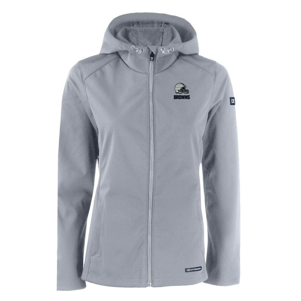 Cleveland Browns Cutter & Buck Women's Evoke Eco Softshell Recycled Full-Zip Hoodie Jacket Gray - NFL