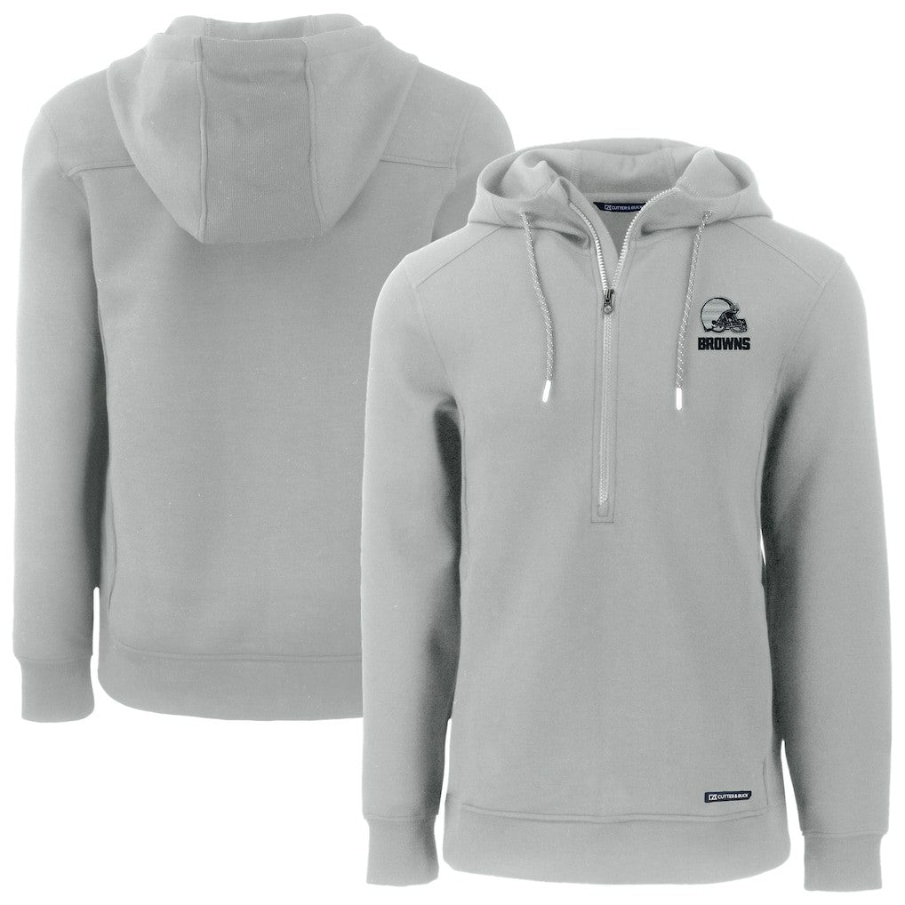 Cleveland Browns Cutter & Buck Roam Eco Recycled Half-Zip Pullover Hoodie Gray - NFL