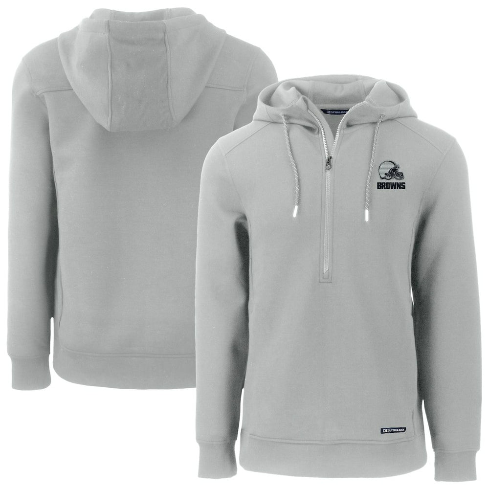 Cleveland Browns Cutter & Buck Roam Eco Recycled Half-Zip Pullover Hoodie Gray - NFL