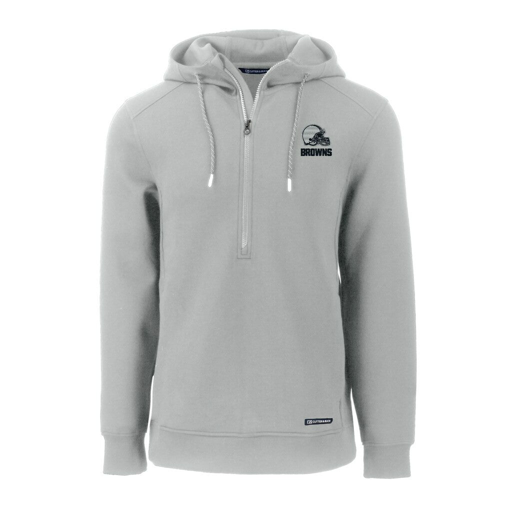 Cleveland Browns Cutter & Buck Roam Eco Recycled Half-Zip Pullover Hoodie Gray - NFL