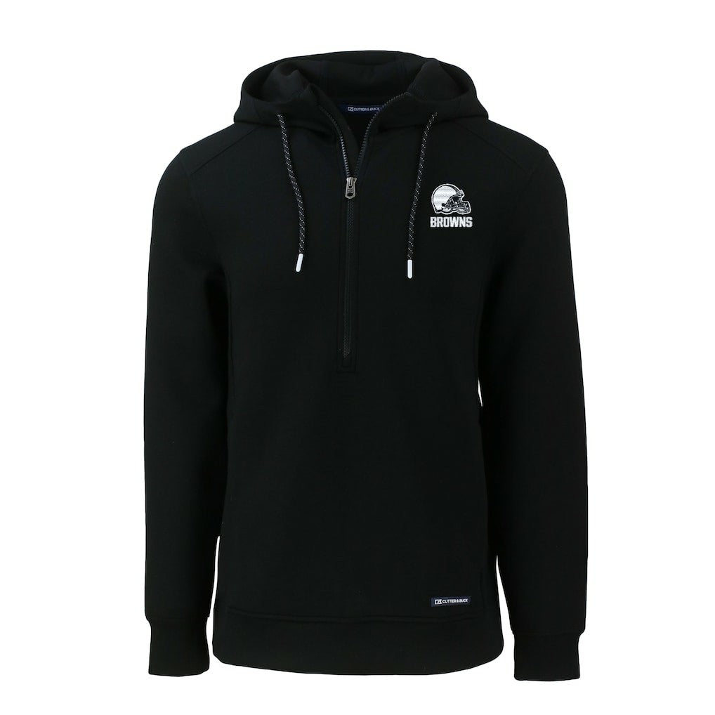 Cleveland Browns Cutter & Buck Roam Eco Recycled Half-Zip Pullover Hoodie Black - NFL