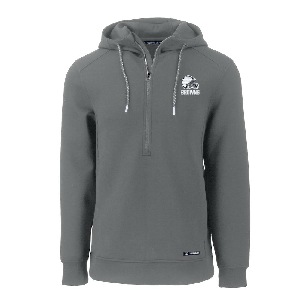 Cleveland Browns Cutter & Buck Roam Eco Recycled Half-Zip Pullover Hoodie Gray - NFL