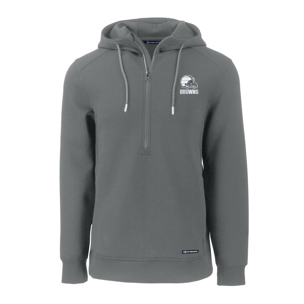 Cleveland Browns Cutter & Buck Roam Eco Recycled Half-Zip Pullover Hoodie Gray - NFL