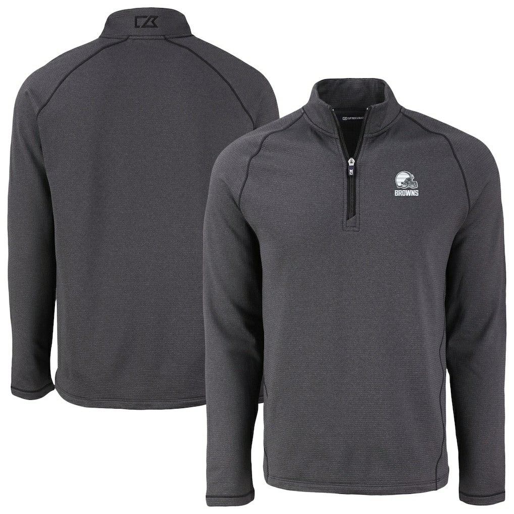 Cleveland Browns Cutter & Buck Peshastin Eco Fleece Recycled Half-Zip Pullover Heather Black - NFL