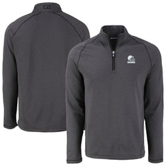 Cleveland Browns Cutter & Buck Peshastin Eco Fleece Recycled Half-Zip Pullover Heather Black - NFL