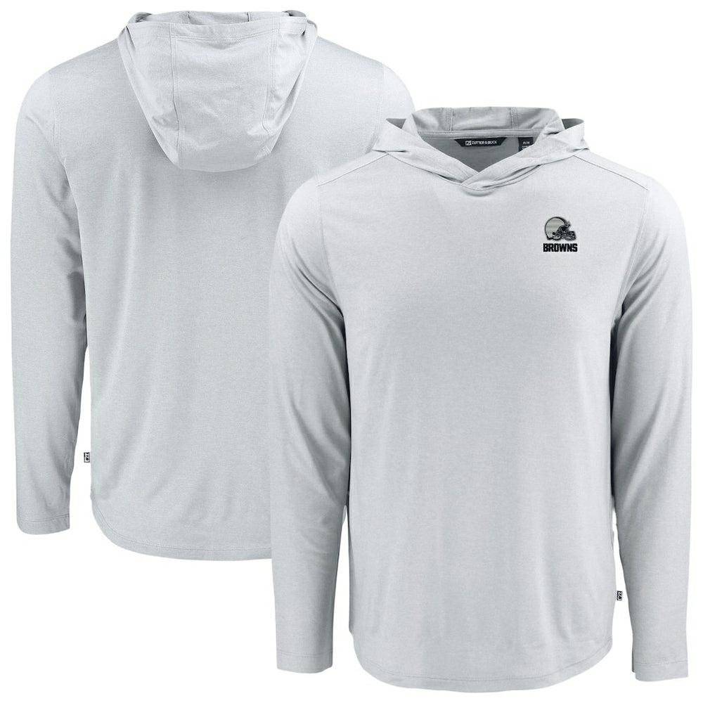 Cleveland Browns Cutter & Buck Coastline Epic Comfort Eco Recycled Long Sleeve Hooded T-Shirt Gray - NFL