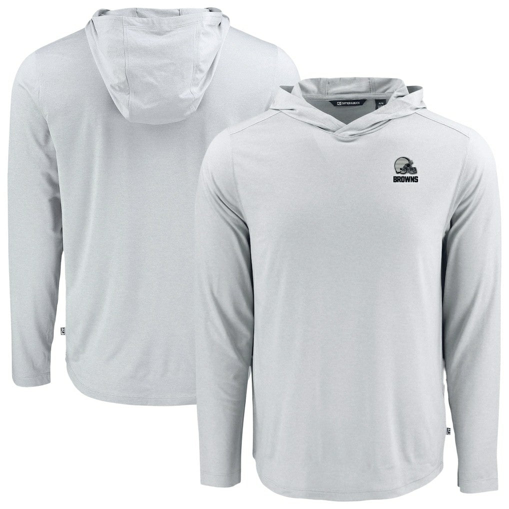 Cleveland Browns Cutter & Buck Coastline Epic Comfort Eco Recycled Long Sleeve Hooded T-Shirt Gray - NFL